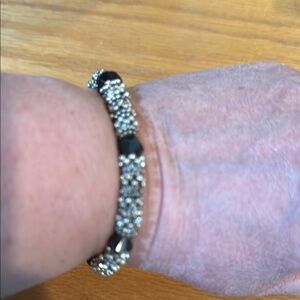 Silver and Black Stretch Bracelet